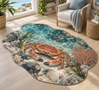 Crab Tidal Pool Custom Shape Mat with dimensional printed themed artwork; representative AI-generated mockup.