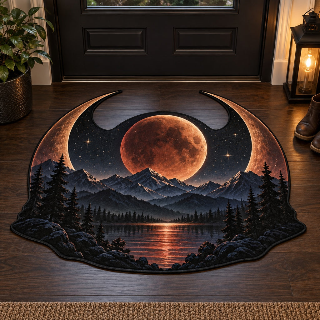 Lunar Eclipse Custom Shape Mat with dimensional printed themed artwork; representative AI-generated mockup.