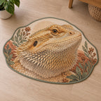 Bearded Dragon Companion Custom Shape Mat with dimensional printed themed artwork; representative AI-generated mockup.
