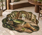 Matcha Ritual Custom Shape Mat with dimensional printed themed artwork; representative AI-generated mockup.