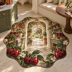 Cherry Kitchen Custom Shape Mat with dimensional printed themed artwork; representative AI-generated mockup.