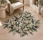 Olive Grove Botanical Custom Shape Mat with dimensional printed themed artwork; representative AI-generated mockup.
