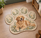 Golden Retriever Custom Shape Mat with dimensional printed themed artwork; representative AI-generated mockup.