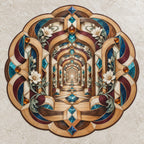 Timber Joinery Atrium Custom Shape Mat with dimensional printed themed artwork; representative AI-generated mockup.