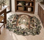 Olive Branch Pantry Custom Shape Mat with dimensional printed themed artwork; representative AI-generated mockup.