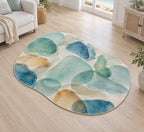 Sea Glass Shapes Custom Shape Mat with dimensional printed themed artwork; representative AI-generated mockup.