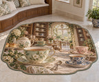 Tea Cup Collection Custom Shape Mat with dimensional printed themed artwork; representative AI-generated mockup.