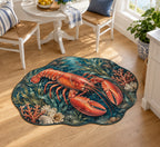 Lobster Coastal Kitchen Custom Shape Mat with dimensional printed themed artwork; representative AI-generated mockup.