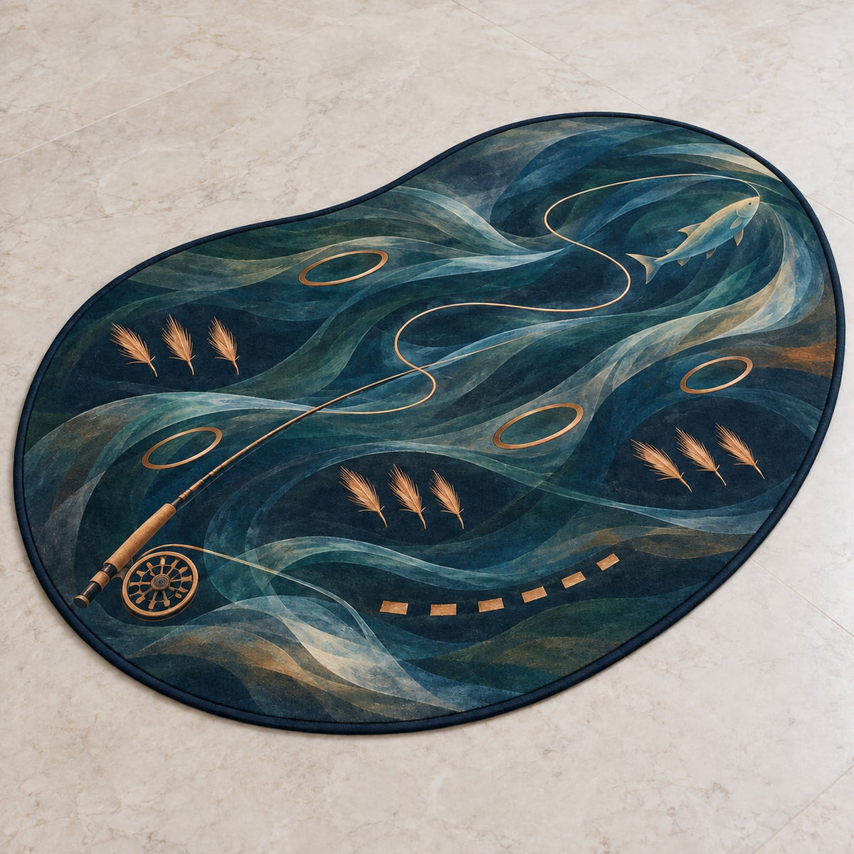 Rifflelight Cast Journey Custom Shape Mat with dimensional printed themed artwork; representative AI-generated mockup.