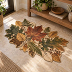 Pressed Woodland Leaves Custom Shape Mat with dimensional printed themed artwork; representative AI-generated mockup.