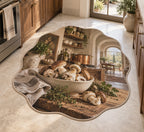 Mushroom Kitchen Study Custom Shape Mat with dimensional printed themed artwork; representative AI-generated mockup.