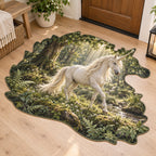 Unicorn Woodland Custom Shape Mat with dimensional printed themed artwork; representative AI-generated mockup.