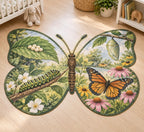 Butterfly Life Stages Custom Shape Mat with dimensional printed themed artwork; representative AI-generated mockup.