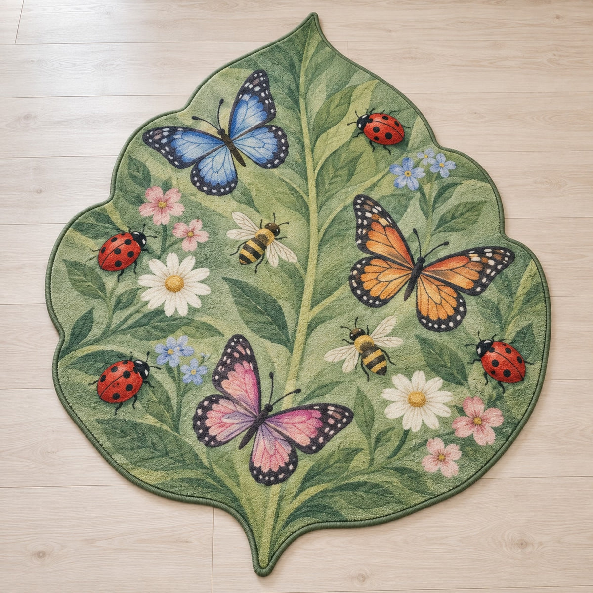 Garden Insect Counting Custom Shape Mat with dimensional printed themed artwork; representative AI-generated mockup.