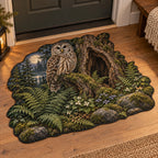 Owl Hollow Custom Shape Mat with dimensional printed themed artwork; representative AI-generated mockup.