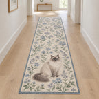 Ragdoll Cat Companion Runner Rug with dimensional printed themed artwork; representative AI-generated mockup.