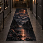 Lunar Eclipse Runner Rug with dimensional printed themed artwork; representative AI-generated mockup.