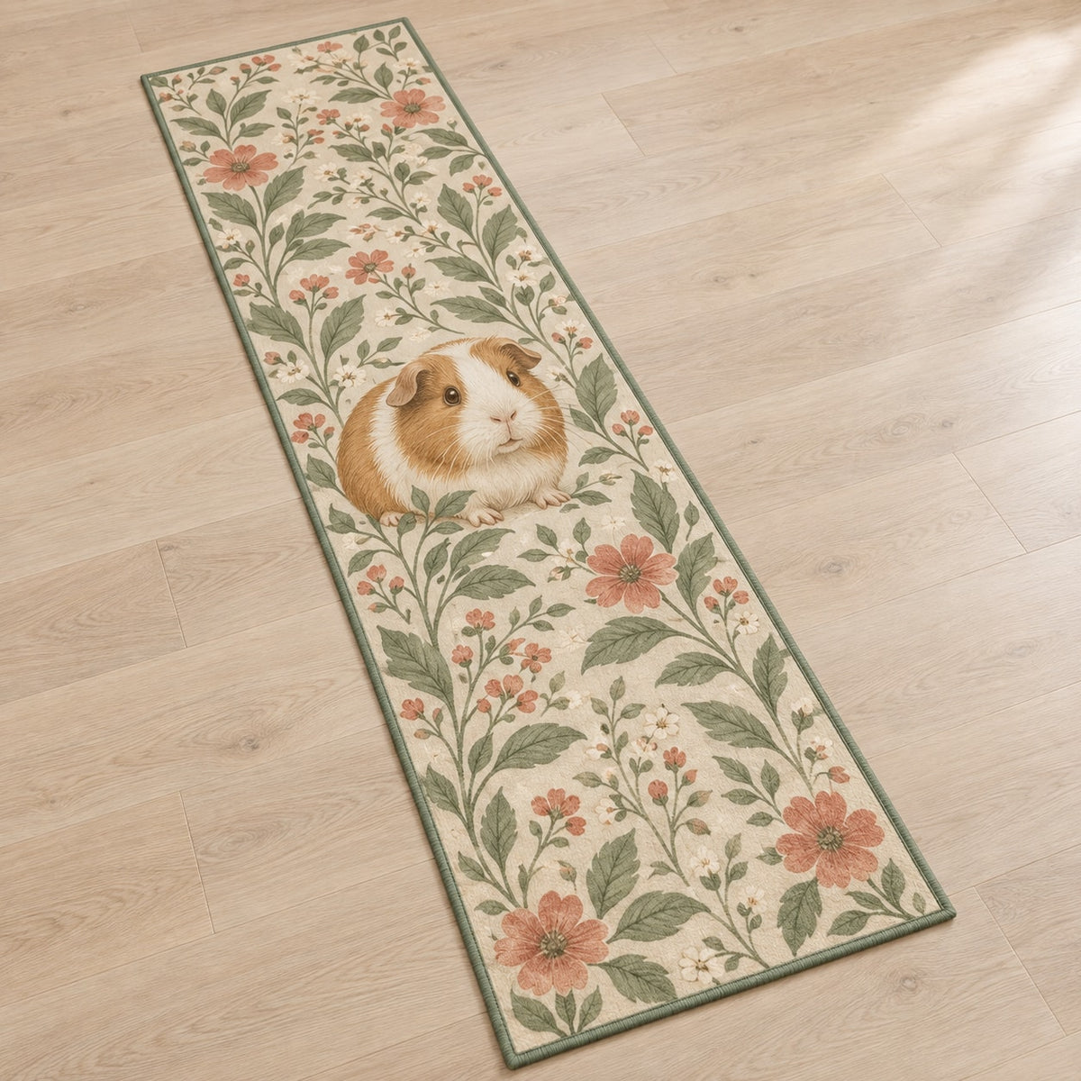 Guinea Pig Companion Runner Rug with dimensional printed themed artwork; representative AI-generated mockup.