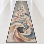 Prismatic Soapfold Cascade Runner Rug with dimensional printed themed artwork; representative AI-generated mockup.