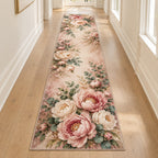 Peony Bouquet Runner Rug with dimensional printed themed artwork; representative AI-generated mockup.