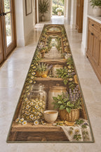 Herbal Tea Shelf Runner Rug with dimensional printed themed artwork; representative AI-generated mockup.