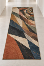Clayfire Stratafall Runner Rug with dimensional printed themed artwork; representative AI-generated mockup.
