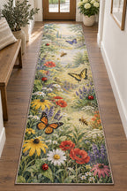Garden Insect Counting Runner Rug with dimensional printed themed artwork; representative AI-generated mockup.