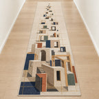 Pocket Atelier Parallax Runner Rug with dimensional printed themed artwork; representative AI-generated mockup.