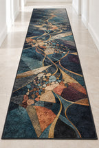 Strategy Mosaic Relay Runner Rug with dimensional printed themed artwork; representative AI-generated mockup.