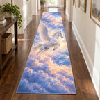 Pegasus Cloudscape Runner Rug with dimensional printed themed artwork; representative AI-generated mockup.