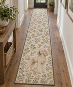 Poodle Runner Rug with dimensional printed themed artwork; representative AI-generated mockup.