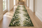 Lily of the Valley Runner Rug with dimensional printed themed artwork; representative AI-generated mockup.