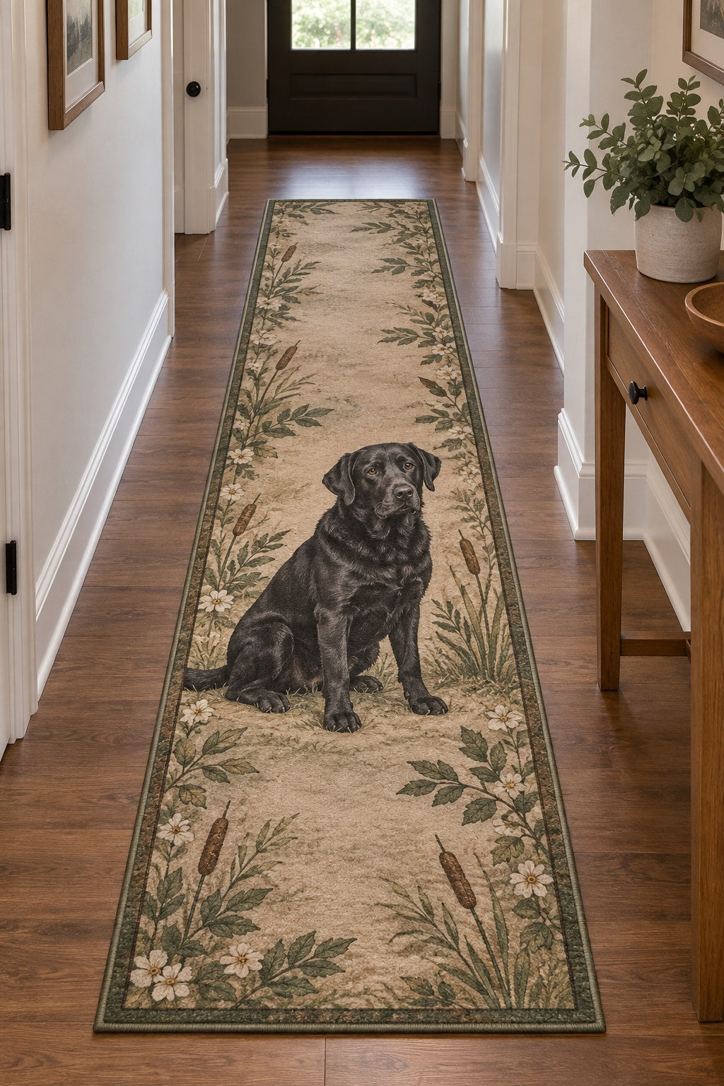 Labrador Retriever Runner Rug with dimensional printed themed artwork; representative AI-generated mockup.