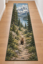 Mountain Bear Adventure Runner Rug with dimensional printed themed artwork; representative AI-generated mockup.