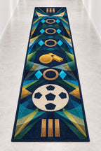 Touchline Signal Prism Runner Rug with dimensional printed themed artwork; representative AI-generated mockup.