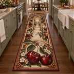 Cherry Kitchen Runner Rug with dimensional printed themed artwork; representative AI-generated mockup.