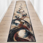 Cadence Inkfold Runner Rug with dimensional printed themed artwork; representative AI-generated mockup.