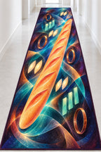 Baguette Aurora Relay Runner Rug with dimensional printed themed artwork; representative AI-generated mockup.