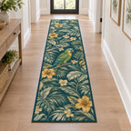 Parrot Companion Runner Rug with dimensional printed themed artwork; representative AI-generated mockup.