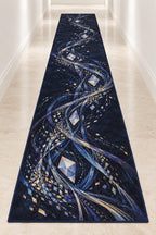Nocturne Orrery Runner Rug with dimensional printed themed artwork; representative AI-generated mockup.
