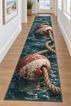 Buoy and Rope Runner Rug with dimensional printed themed artwork; representative AI-generated mockup.