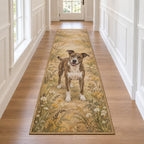 Rescue Mixed Breed Dog Runner Rug with dimensional printed themed artwork; representative AI-generated mockup.