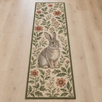 House Rabbit Companion Runner Rug with dimensional printed themed artwork; representative AI-generated mockup.