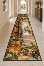 Honey Harvest Pantry Runner Rug with dimensional printed themed artwork; representative AI-generated mockup.