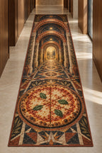 Pizza Night Ember Portal Runner Rug with dimensional printed themed artwork; representative AI-generated mockup.