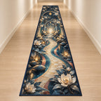 Nurse Care Lantern Atrium Runner Rug with dimensional printed themed artwork; representative AI-generated mockup.