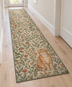 Orange Tabby Cat Companion Runner Rug with dimensional printed themed artwork; representative AI-generated mockup.