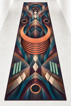 Croissant Dawn Parallax Runner Rug with dimensional printed themed artwork; representative AI-generated mockup.