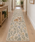 Corgi Runner Rug with dimensional printed themed artwork; representative AI-generated mockup.
