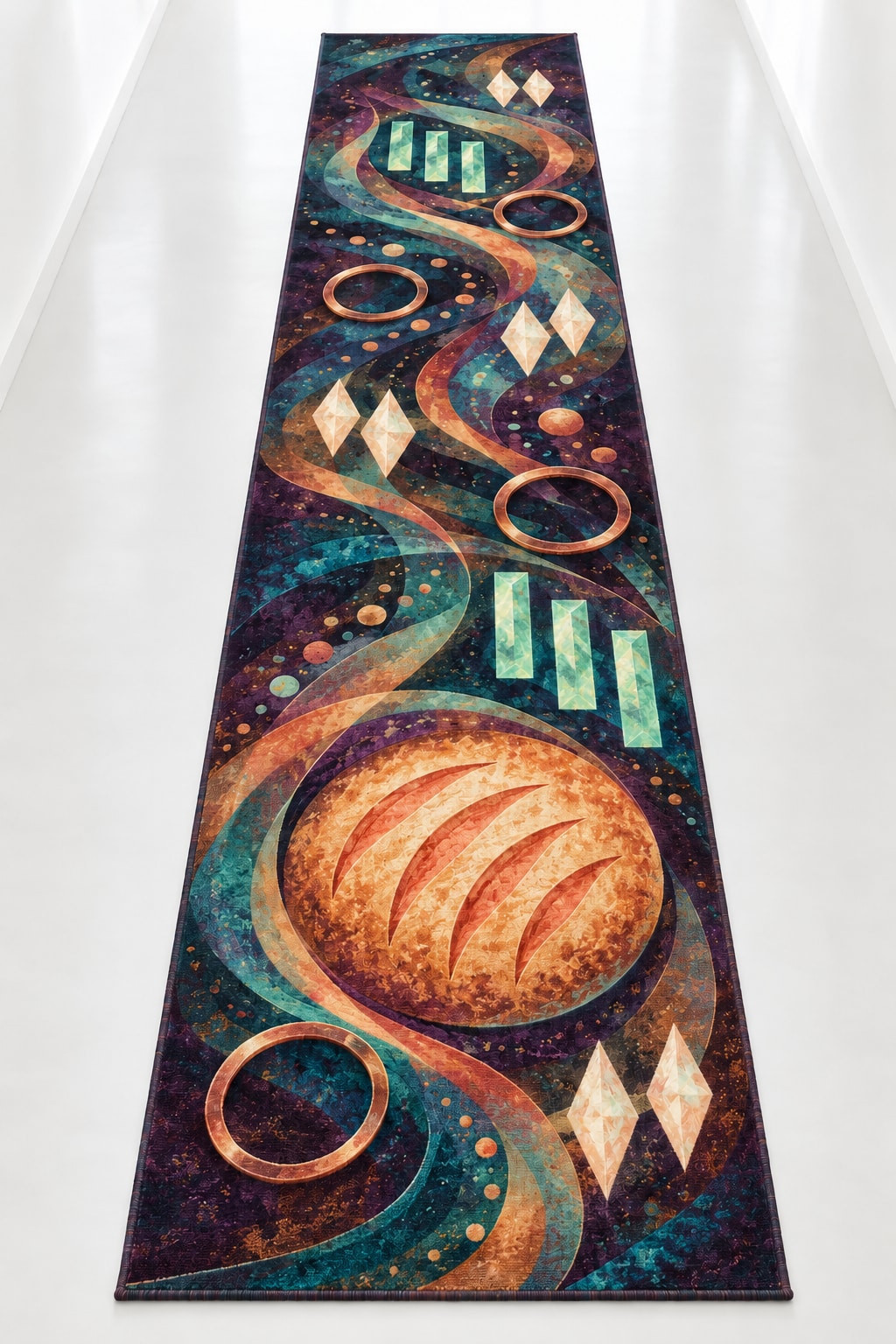 Crumb Lantern Fermentation Runner Rug with dimensional printed themed artwork; representative AI-generated mockup.